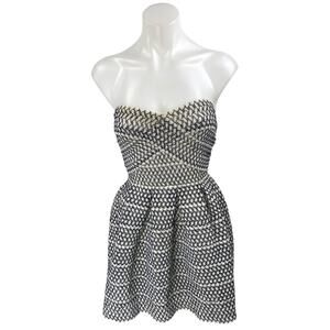 Wow Couture Black White Sleeveless Strapless Mini Babydoll Fit & Flare Dress S